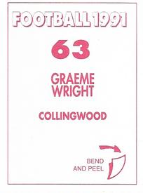 1991 Select AFL Stickers #63 Graeme Wright Back